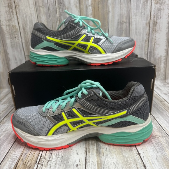 Asics Women Gel-Pulse 7 T5F6Q Gray Yellow Mint Running Sneakers Size 7 - Picture 2 of 9